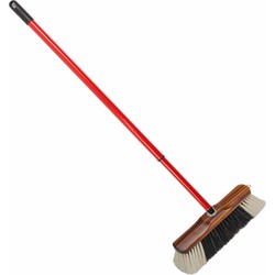 Buemag houten binnenbezem 28 cm - incl metalen telescoopsteel - rood - Bezem