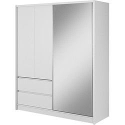 Meubella - Kledingkast Sento - Wit - 180 cm - Met spiegel