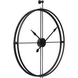 LW Collection LW Collection Wandklok XL Alberto zwart 80cm - Wandklok minimalistisch - Industriële wandklok stil uurwerk