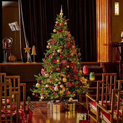 Grandis fir kunstkerstboom prelit verlicht dia. 111-H150 cm groen/warm wit