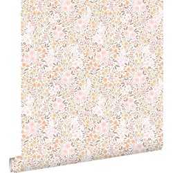 ESTAhome behang bloemetjes zacht roze en beige - 53 cm x 10,05 m - 139533