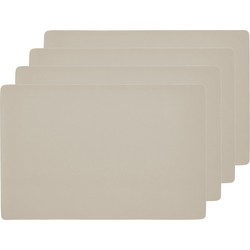 Zeller Placemats lederlook - 4x - creme - 45 x 30 cm - kunstleer - Placemats