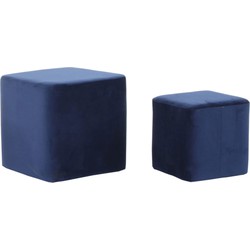 Set van 2 Poef Velvet Cubic – Blauw