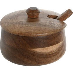 Items luxe Suikerpot Acacia hout - bruin - 10 x 8 cm - dispenser - Suikerstrooiers