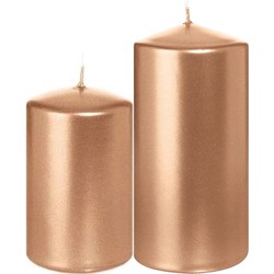 Stompkaarsen set van 2x stuks rose goud 8 en 12 cm - Stompkaarsen