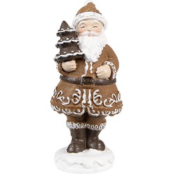 Clayre & Eef Kerstdecoratie Beeld Kerstman 3x3x8 cm Bruin Kunststof