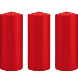 3x Kaarsen rood 8 x 20 cm 119 branduren sfeerkaarsen - Stompkaarsen