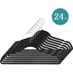 Nordix Kledinghangers - Set 24 stuks - Zwart - Vilten - Velvet - Anti Slip - Kleerhangers