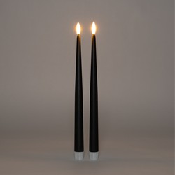 Anna Collection LED dinerkaarsen 3D - 2x st - zwart - 30 cm - LED kaarsen
