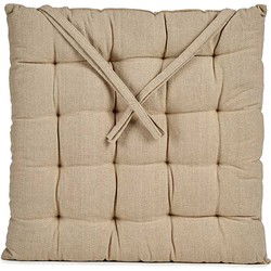 Giftdecor Stoelkussen - binnen/buiten - creme wit - 40 x 5cm - tuinstoelkussens