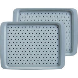 Zeller dienblad - 2x - antislip - blauw - kunststof - 35 x 26 cm - Dienbladen