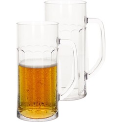 2x stuks onbreekbare bierpul ribbel transparant kunststof 56 cl/560 ml - Bierglazen