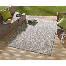 Laagpolig vloerkleed - Binnen en buitenkleed - Karo - Grijs - 160x230 cm