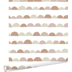 ESTAhome behang grafisch motief oudroze en terracotta - 0,53 x 10,05 m - 139266