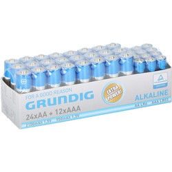 Grundig Batterijen mix pakket - R06 AA en LR03 AAA - 36x stuks - Penlites AA batterijen