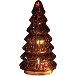 Kerstboompje glas 10led op batterij met timer 18.5x9.5 cm bordeaux