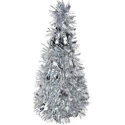 Clayre & Eef Kerstdecoratie Kerstboom Ø 12x25 cm Zilverkleurig Kunststof