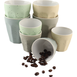 OTIX Koffiekopjes - Espressokopjes - Set van 8 - Porselein - Zonder Oor - Espresso - Mokken  - FIALA