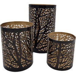 Tealight Holder Fantasy - Set of 3 - Black Gold