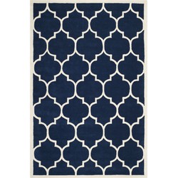 Safavieh Contemporary Indoor Hand Tufted Area Rug, Chatham Collection, CHT733, in Dark Blue & Ivory, 152 X 244 cm