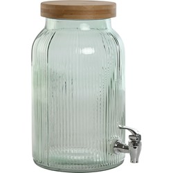 Items Drank dispenser Beverages Tap - 5.5 Liter - bewerkt glas/bamboe - tapkraan/deksel - Drankdispensers