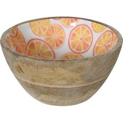 Decoschaal mangohout d12h6 cm ornje