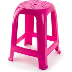 Keuken of kasten opstapje/krukje/zitje in het fuchsia roze 46,5 cm - Huishoudkrukjes