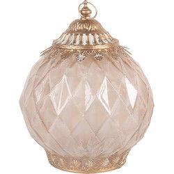 Clayre & Eef LED Lantaarn Roze Glas