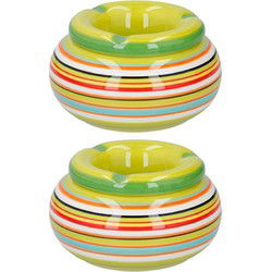 Storm asbak 2x stuks keramiek groen/multi-kleur 11 x 6 cm - Asbakken