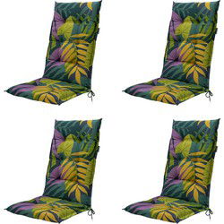 Madison -  Tuinstoelkussen Hoge Rug Iven green - Ca. 123x50 cm - Set van 4