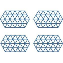 Krumble Siliconen pannenonderzetter Hexagon lang - Blauw - Set van 4