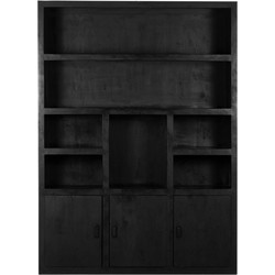 Kast Hardhout - Zwart - 160x45x220cm - Kast Xander XL - Giga Meubel