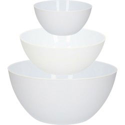 Kommetjes/schaaltjes - 9x stuks - Dessert/ontbijt - Kunststof - Wit - Kommetjes