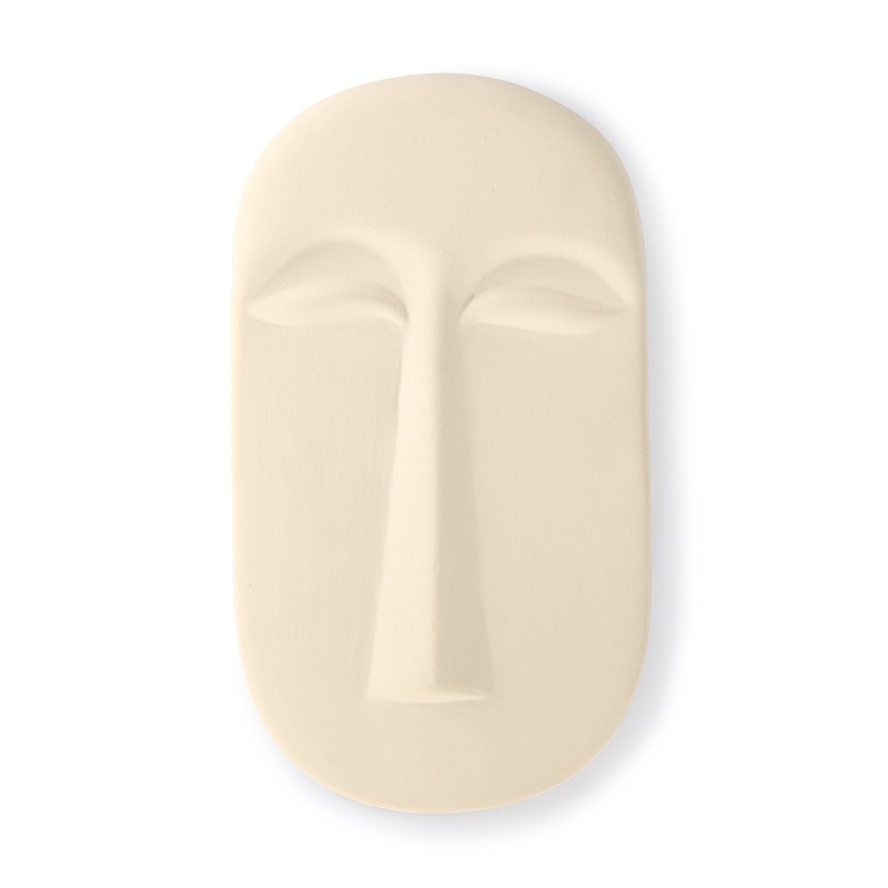 HKliving face wall ornament masker aardewerk mat creme wit large - 