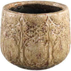 PTMD Sendar Antieke Bloempot - H16 x Ø18 cm - Keramiek - Bruin