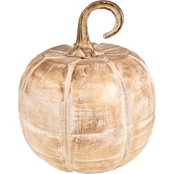 Clayre & Eef Decoratie Pompoen 18 cm Goudkleurig Hout