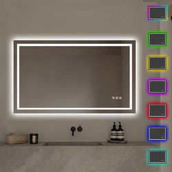 Lumoire Badkamerspiegel met RGB Verlichting - Matrix - 100CM Rechthoekig - Anti Condens Verwarming