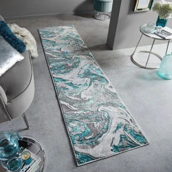 Moderne Loper - Marbled Grijs/Turquoise - 60 X 230 CM