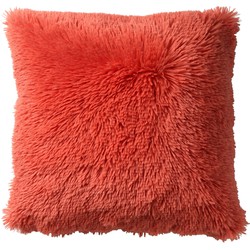 Dutch Decor FLUFFY - Kussenhoes 45x45 cm - superzacht - effen kleur - Coral - koraalroze - Dutch Decor