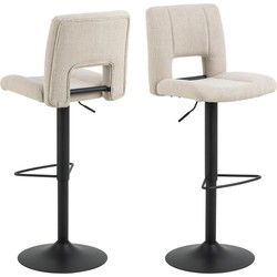 Barkruk Beige Stof - Zithoogte 83cm - Wistad - Set van 2
