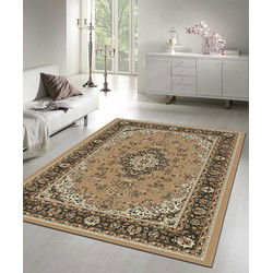 Nain Klassiek Medaillon - Laagpolig Oosters Vloerkleed - Vintage Tapijt - Beige- 240x340CM