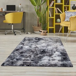 Cane Hoogpolig Grafiet vloerkleed - Fluffy Tie Dye Look - 200 X 290 CM