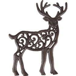 Clayre & Eef Onderzetters Pannen Rendier 20x24x2 cm Bruin Ijzer Pannenonderzetter