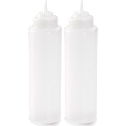 2x stuks Knijpfles/spuitfles 1 liter - Maatbekers