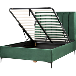 SEZANNE  - Bed met opbergruimte - Donkergroen - 140 x 200 cm - Fluweel