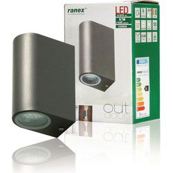 Ranex Ra-5000331 Led Buitenwandlamp van Roestvrijstaal met Twee Lichtpunten