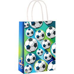 Decopatent® 24 STUKS Voetbal Traktatie Uitdeel papieren zakjes met handvat - Voetballers Traktatiezakjes voor uitdeelcadeautjes