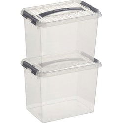 Sunware opbergbox - 2x - transparant - 9L - 30 x 20 x 22 cm - Opbergbox