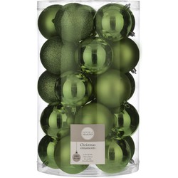 House of Seasons Plastic Kerstballen Set - 25 Stuks - Ø8 cm - Donkergroen