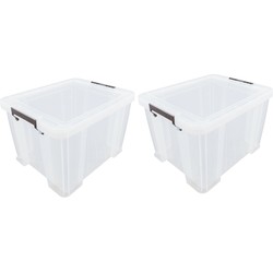 2x stuks Allstore opbergbox - 36 liter - Transparant - 47 x 38 x 31 cm - Opbergbox